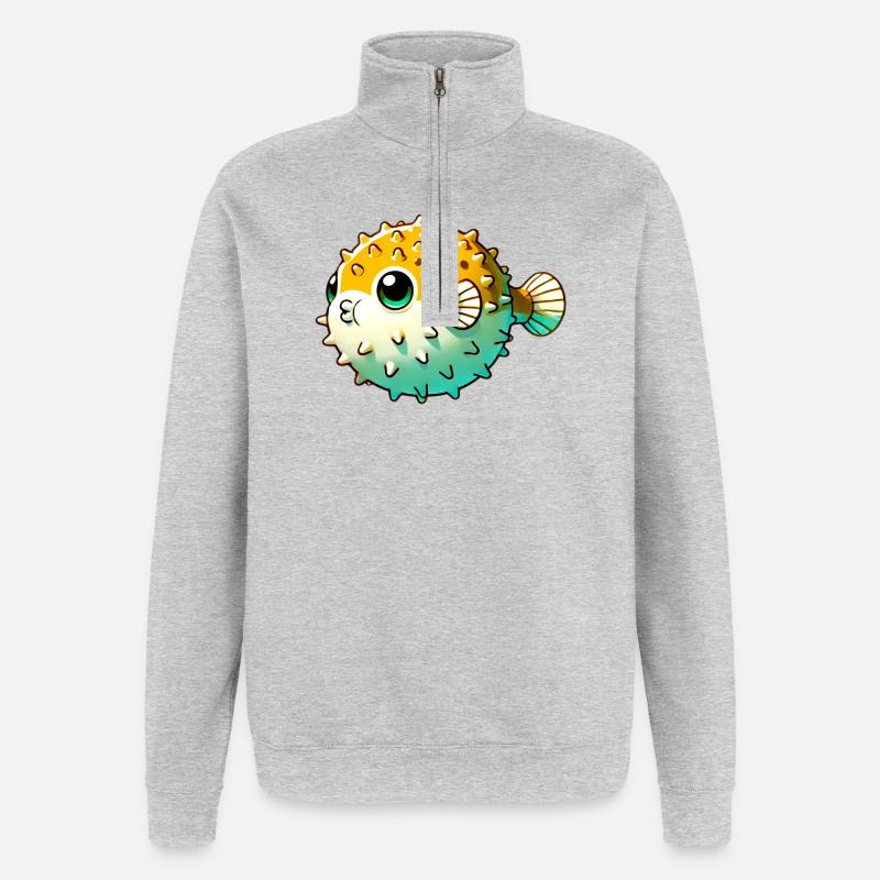 Kugelfisch - Quarter-Zip-Sweatshirt - Grau meliert