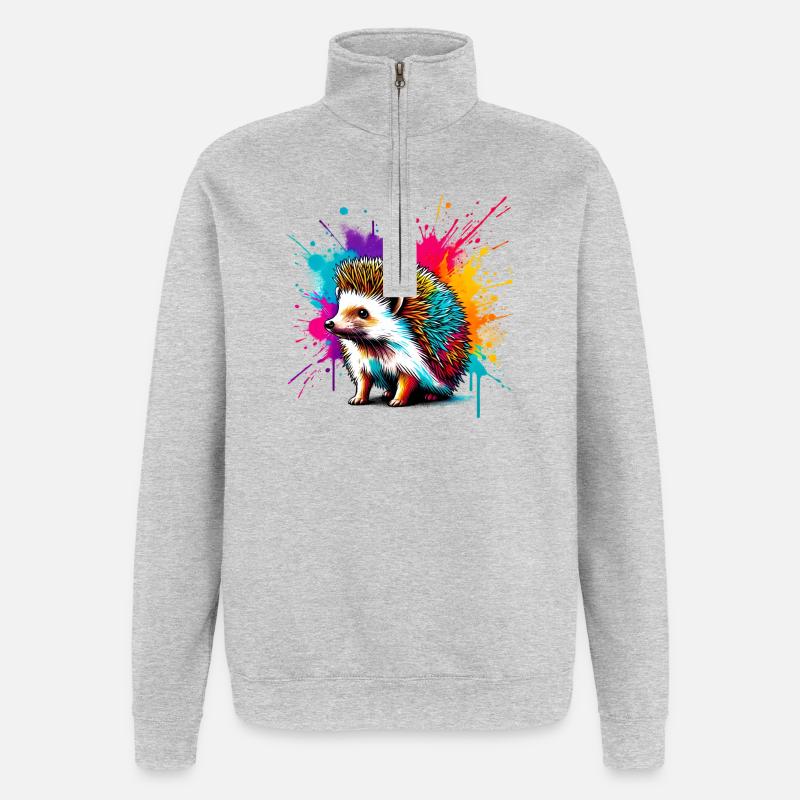 Igel - Quarter-Zip-Sweatshirt - Grau meliert