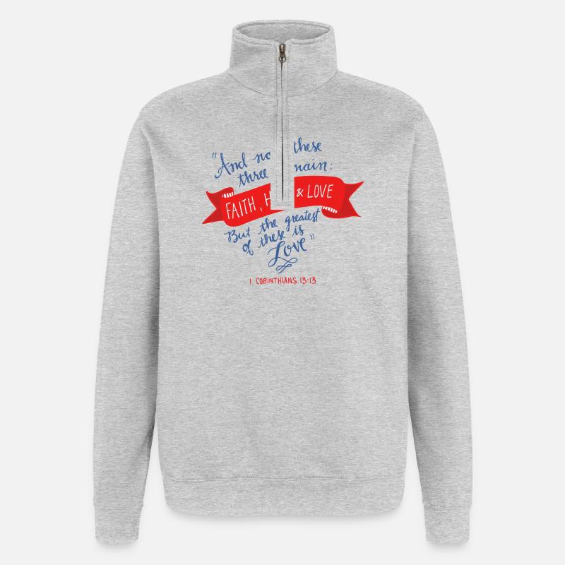 Glaube, Hoffnung und Liebe 2 - Quarter-Zip-Sweatshirt - Grau meliert