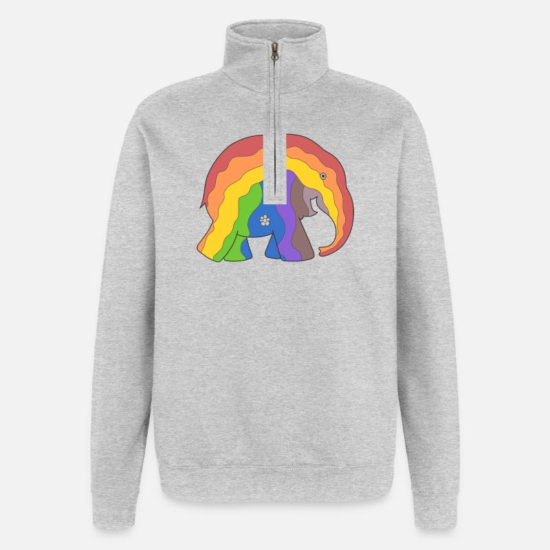 Éléphant - Sweat à zip 1/4 - gris chiné