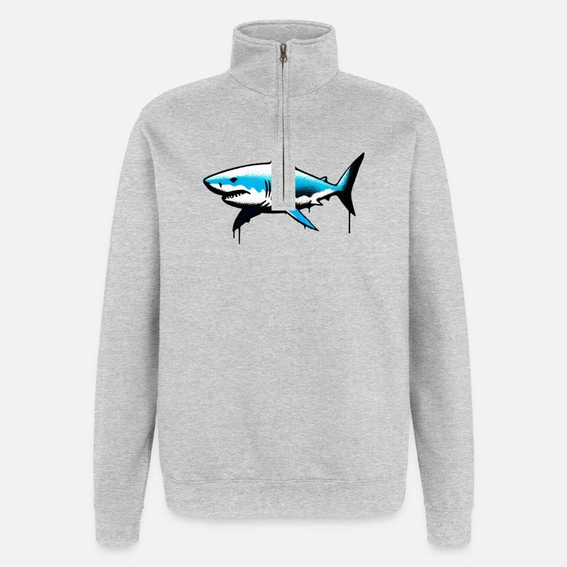 Requin - Sweat à zip 1/4 - gris chiné