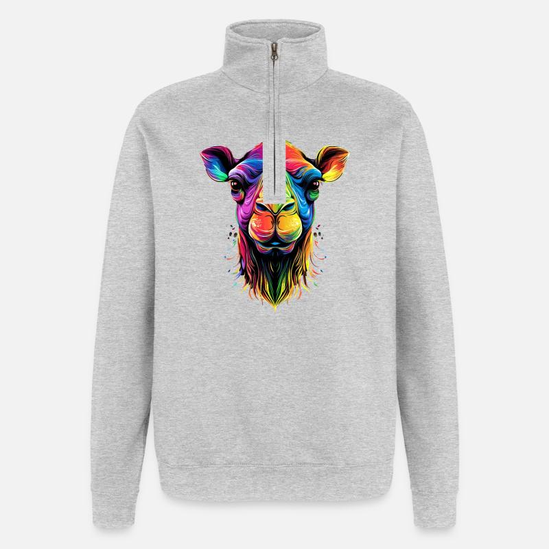 Kamel Dromedar Trampeltier Camel Geschenk Kamele - Quarter-Zip-Sweatshirt - Grau meliert