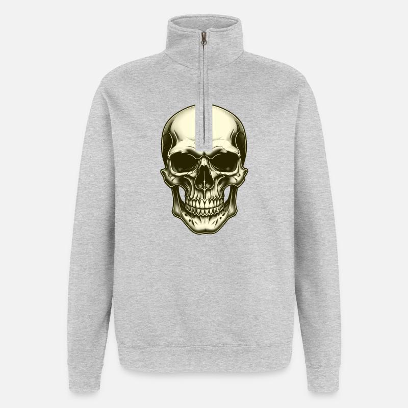 Schädel Schädel - Quarter-Zip-Sweatshirt - Grau meliert