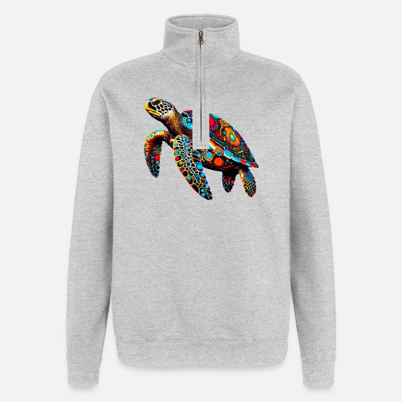 Schildkröte - Quarter-Zip-Sweatshirt - Grau meliert