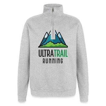 Ultra-Trailrunning - Quarter-Zip-Sweatshirt - Grau meliert - Vorne - AI Model Female 172 light (172cm) & AI Model Male 178 dark (178cm)