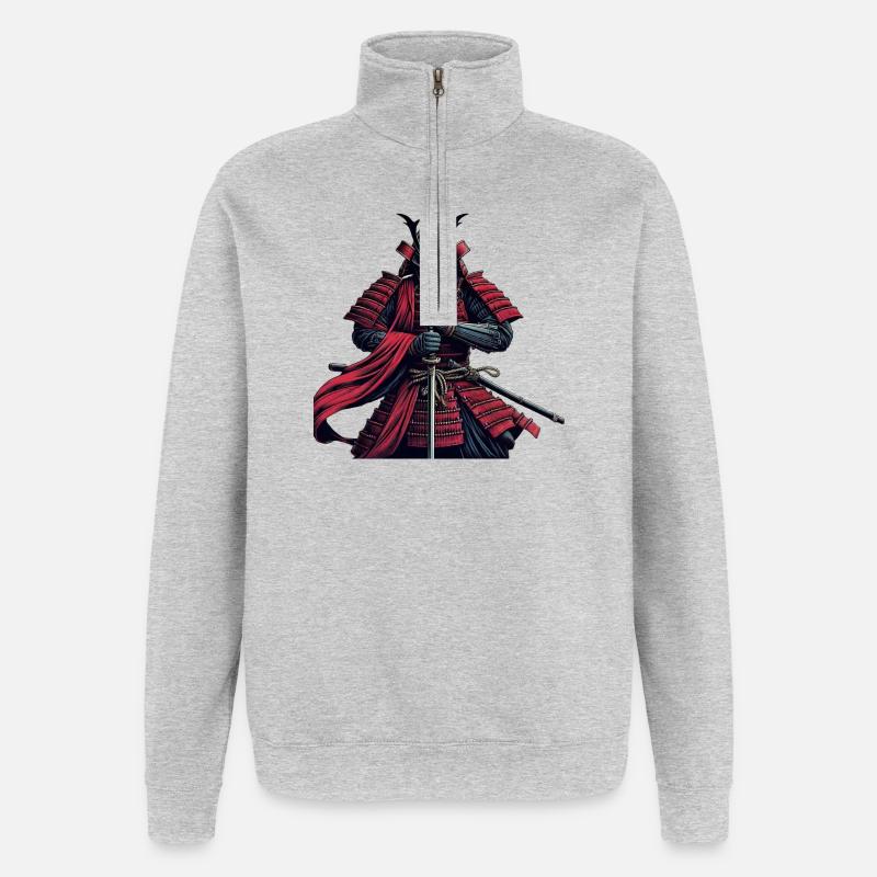 Bushido des Samurai-Kriegers - Quarter-Zip-Sweatshirt - Grau meliert