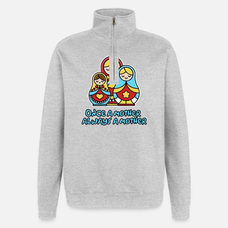 Einmal Mutter, immer Mutter - Quarter-Zip-Sweatshirt - Grau meliert