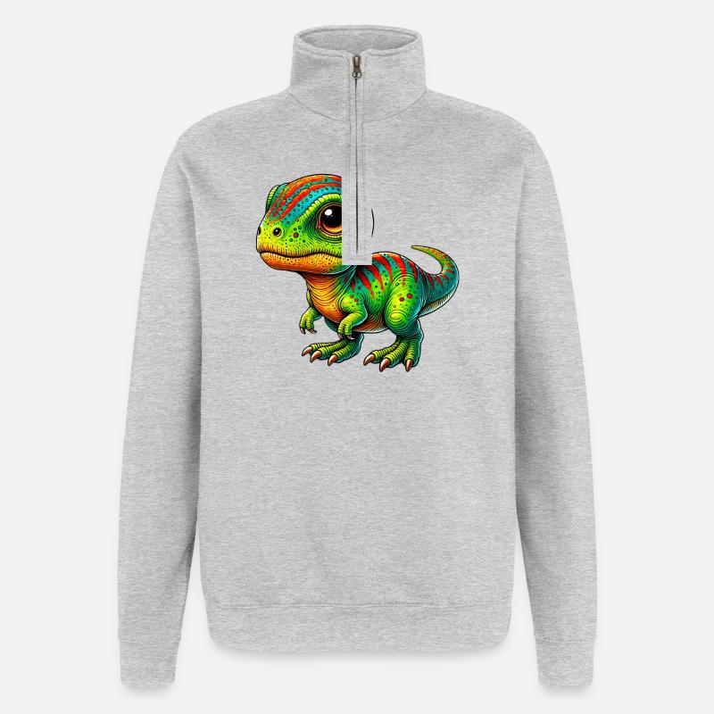 Dinosaurio - Sudadera con cremallera 1/4 - gris jaspeado