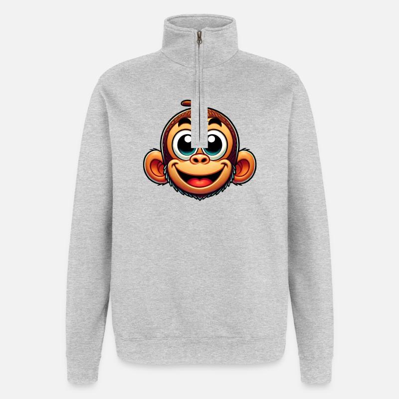 Affe - Quarter-Zip-Sweatshirt - Grau meliert