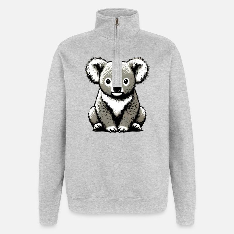 Koala - Felpa con zip 1/4 - grigio melange