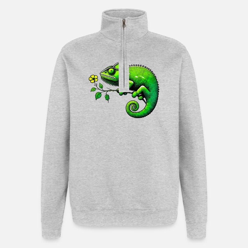 Caméléon - Sweat à zip 1/4 - gris chiné