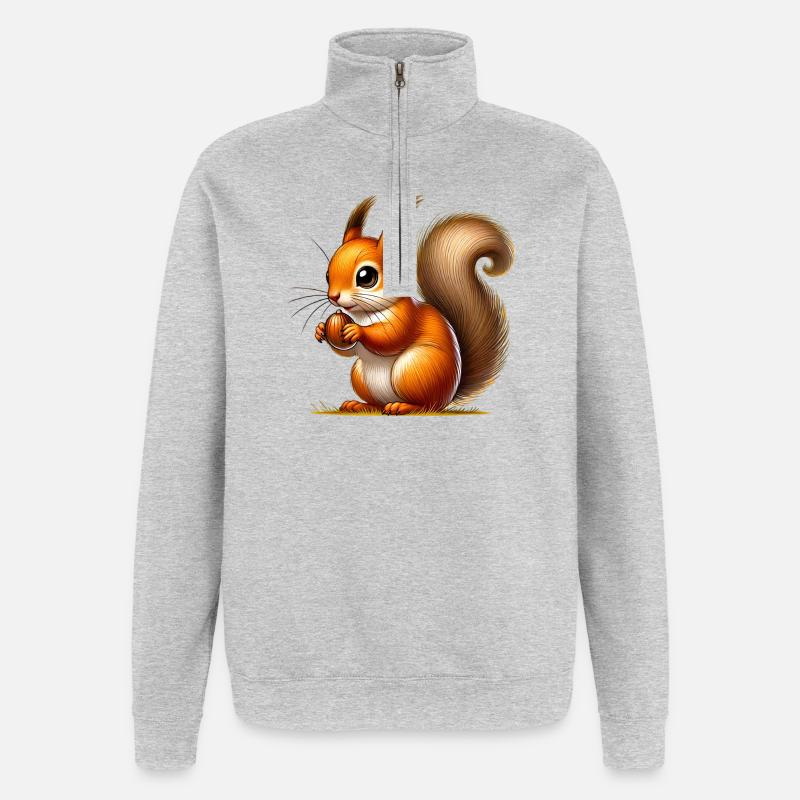 Eichhörnchen - Quarter-Zip-Sweatshirt - Grau meliert
