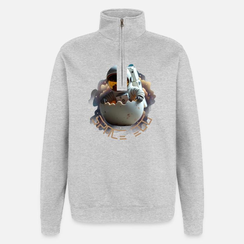 Astronaut in eggshell - Quarter-Zip Sweatshirt - heather grey