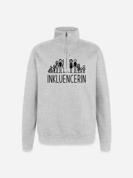 Inkluencerin - Quarter-Zip-Sweatshirt - Grau meliert