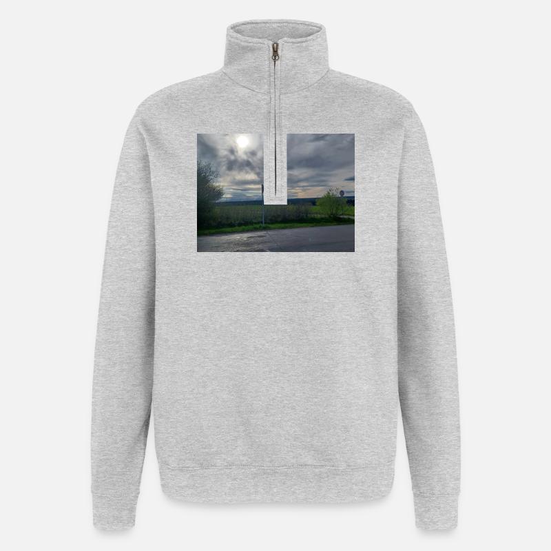 Abendstimmung südlicher Schwarzwald - Quarter-Zip-Sweatshirt - Grau meliert