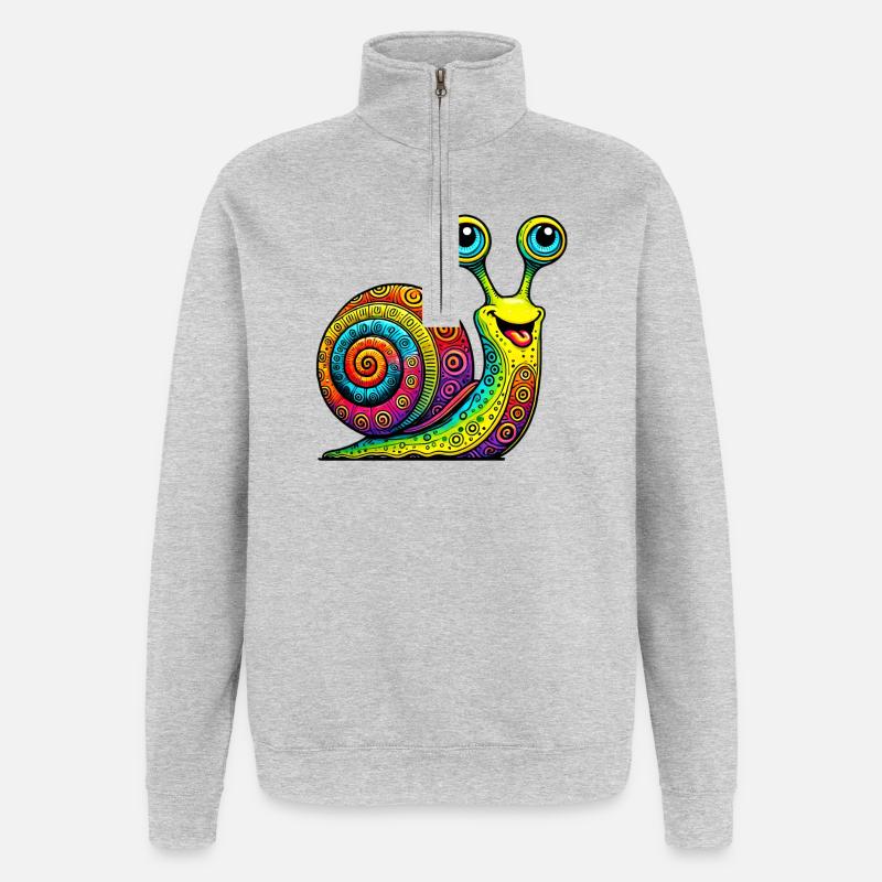 Escargot - Sweat à zip 1/4 - gris chiné