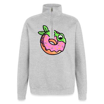 Niedlicher Ninja Donut Spaß Karikatur - Quarter-Zip-Sweatshirt - Grau meliert - Vorne - AI Model Female 172 light (172cm) & AI Model Male 178 dark (178cm)