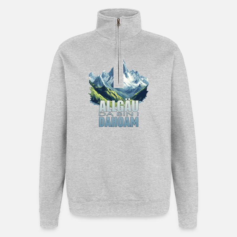 Allgäu - Da bin i Dahoam - Quarter-Zip-Sweatshirt - Grau meliert