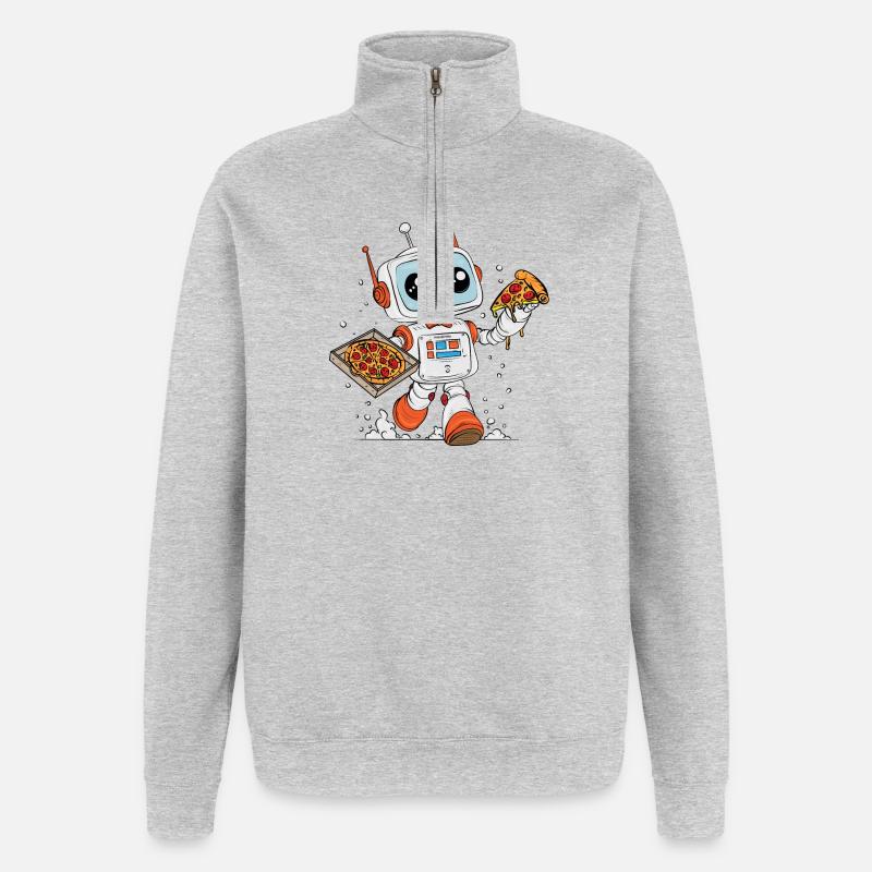 PizzaRobot– Multitask-Roboter, der Pizza Liefert - Quarter-Zip-Sweatshirt - Grau meliert