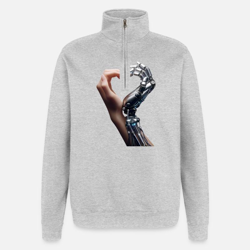 Mensch Roboter Love Hands - Quarter-Zip-Sweatshirt - Grau meliert