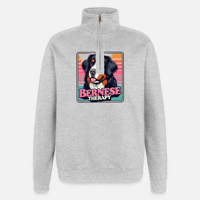 Bouvier bernois - Sweat à zip 1/4 - gris chiné