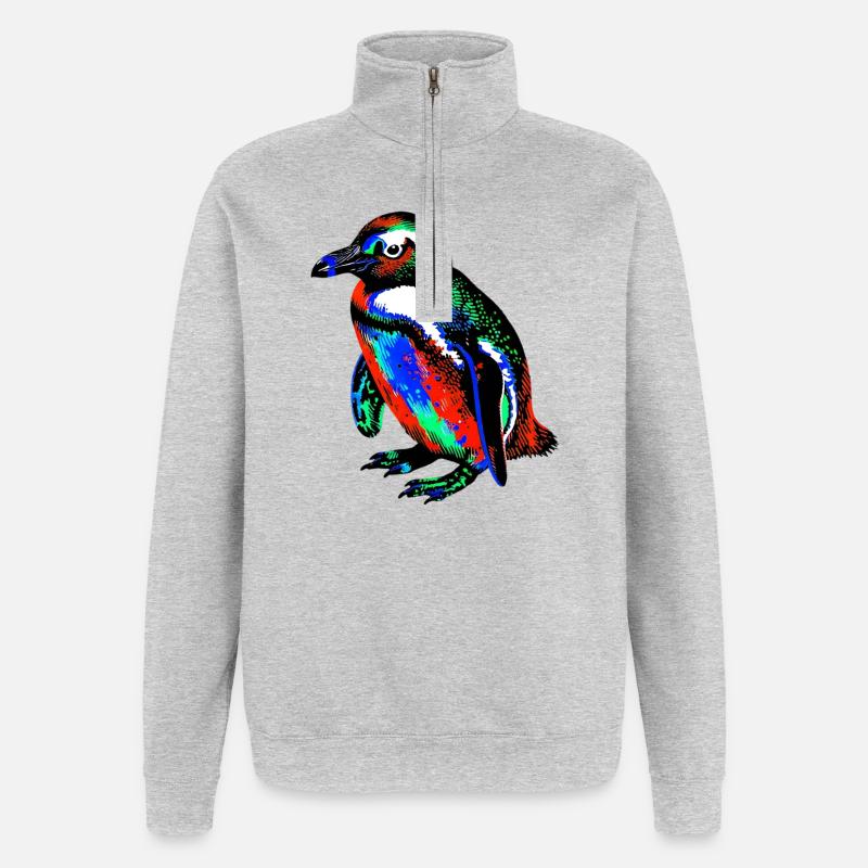 Pinguin - Quarter-Zip-Sweatshirt - Grau meliert