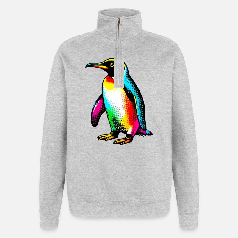 Pingouin - Sweat à zip 1/4 - gris chiné