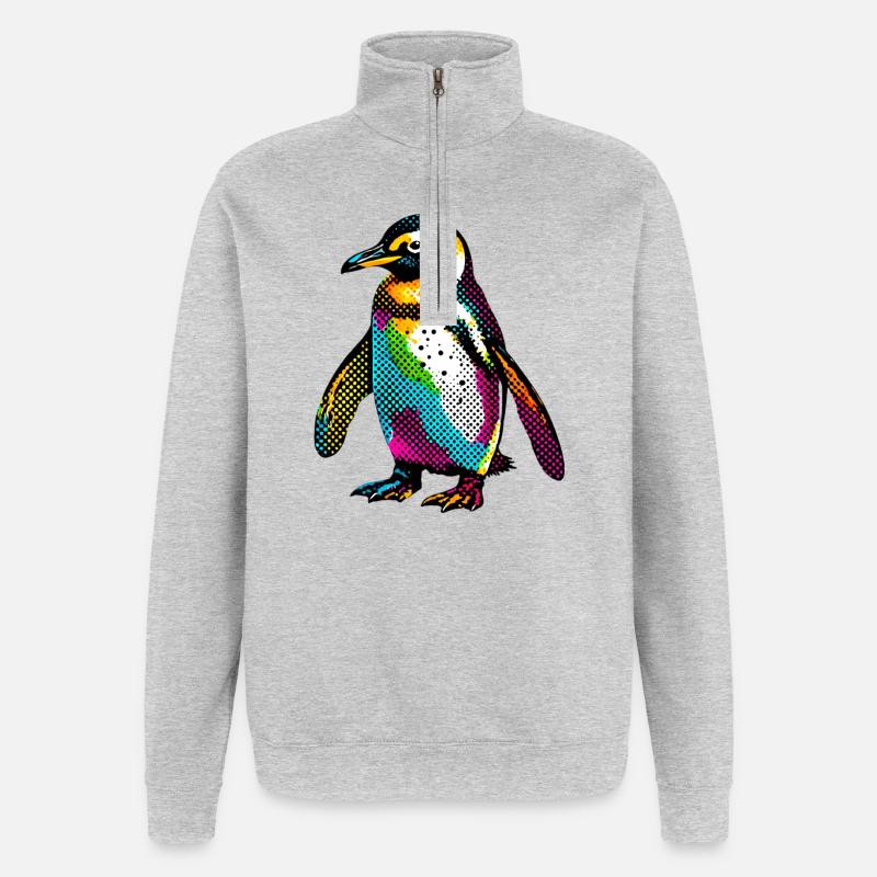 Pingouin - Sweat à zip 1/4 - gris chiné