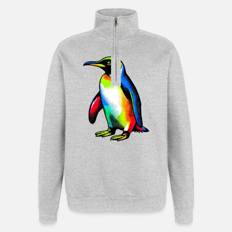 Pingouin - Sweat à zip 1/4 - gris chiné