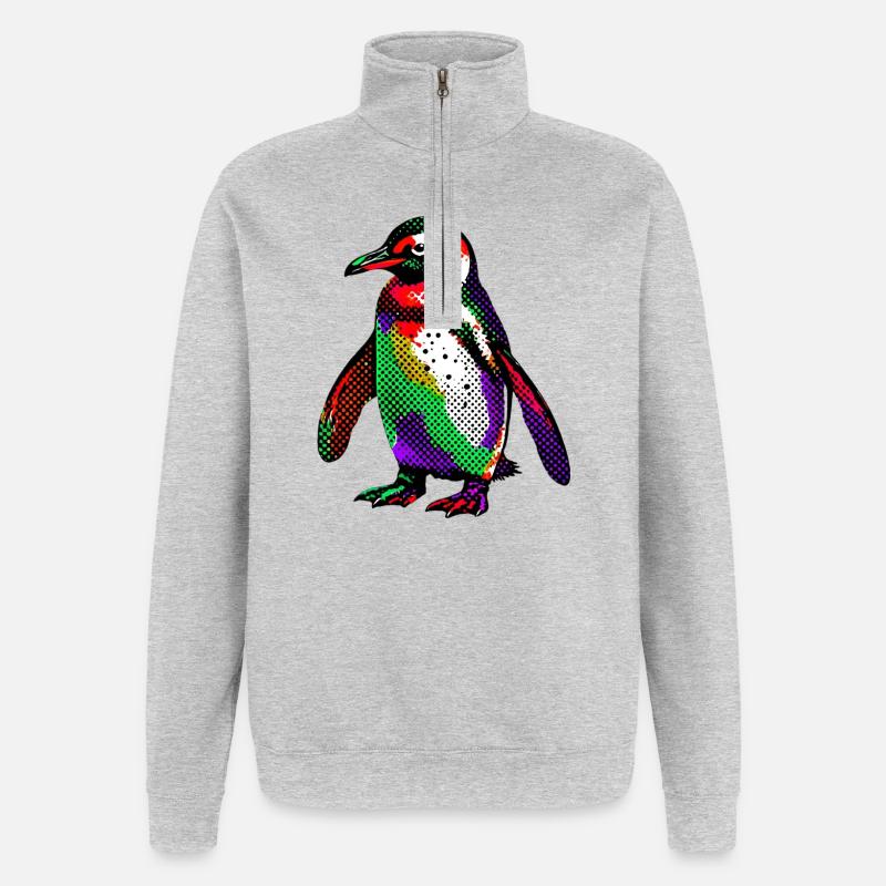 Pinguin - Quarter-Zip-Sweatshirt - Grau meliert