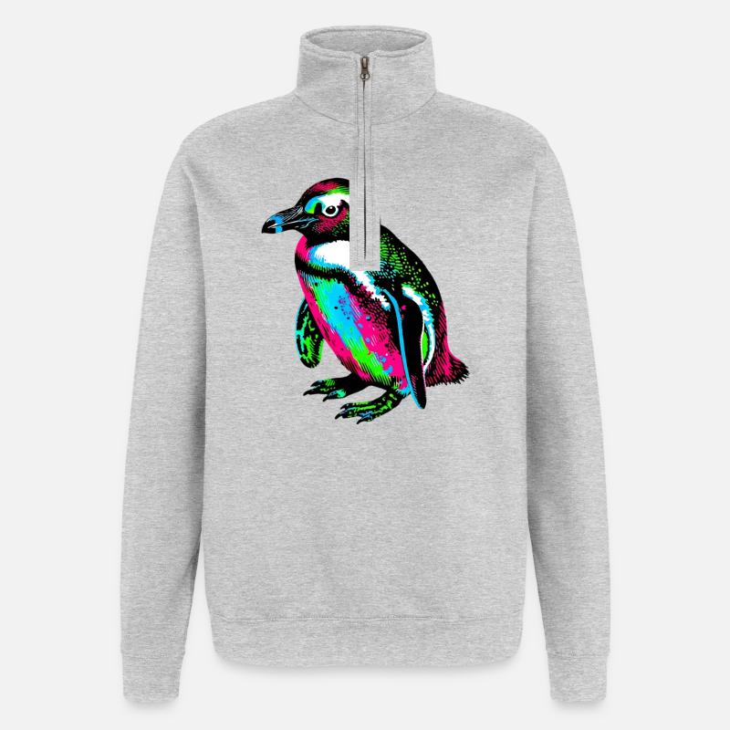 Pingouin - Sweat à zip 1/4 - gris chiné