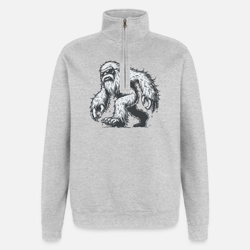 Yéti - Sweat à zip 1/4 - gris chiné