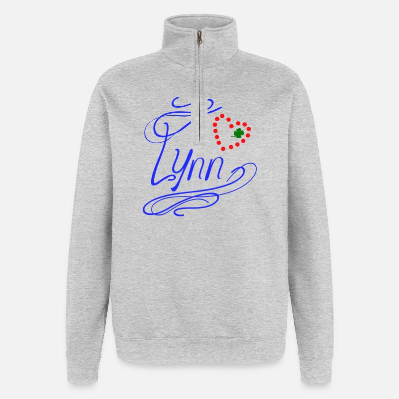 Lynn avec cœur et trèfle - Sweat à zip 1/4 - gris chiné