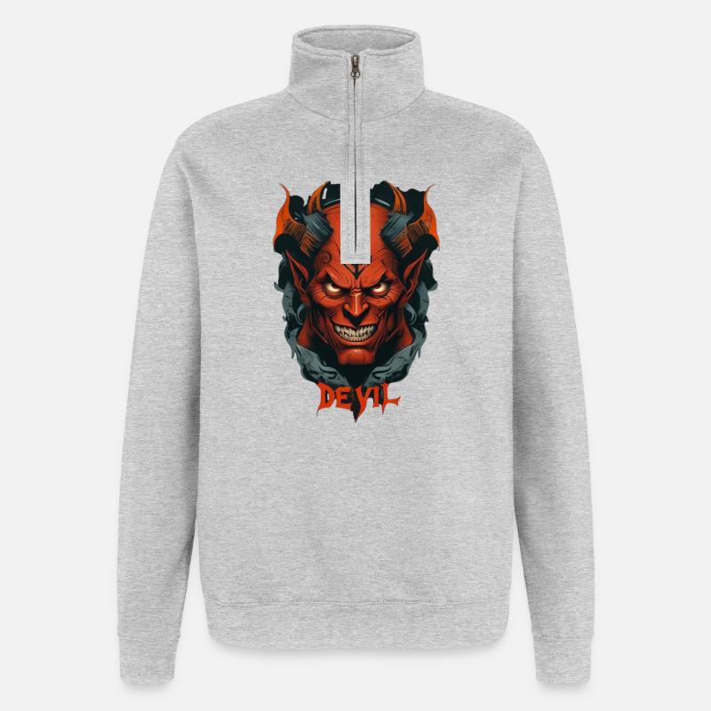 Devil - Sweat à zip 1/4 - gris chiné