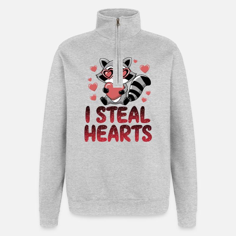 Herzraubender Waschbär - Quarter-Zip-Sweatshirt - Grau meliert