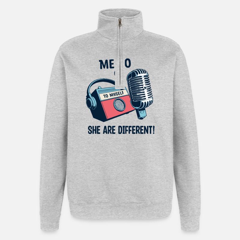 Sie sind anders ! - Quarter-Zip-Sweatshirt - Grau meliert