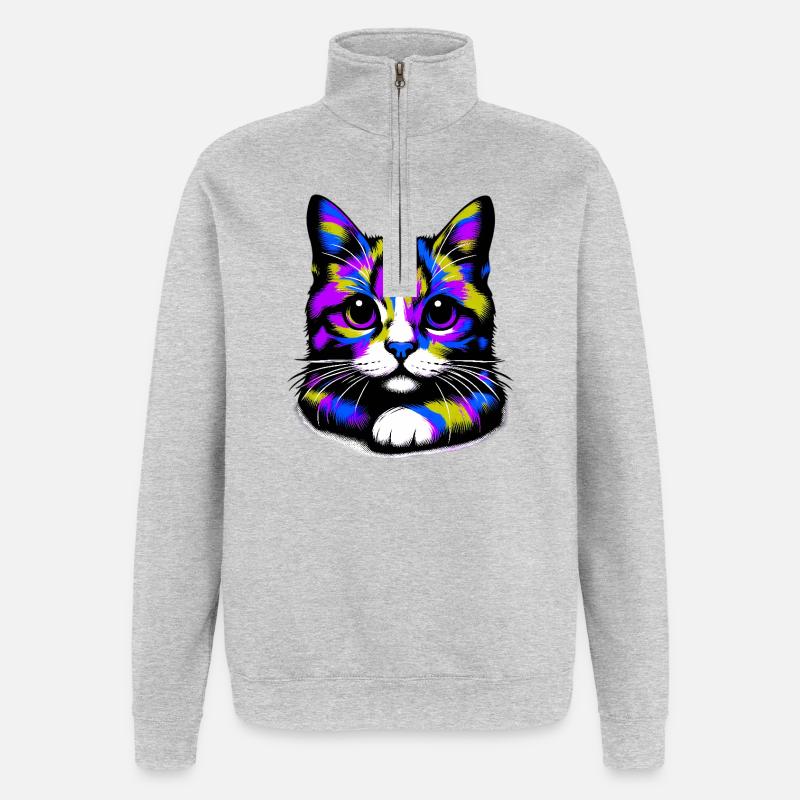 Cat - Quarter-Zip Sweatshirt - heather grey