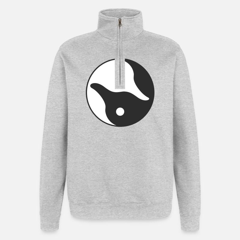 Yin Yang Ente - Quarter-Zip-Sweatshirt - Grau meliert