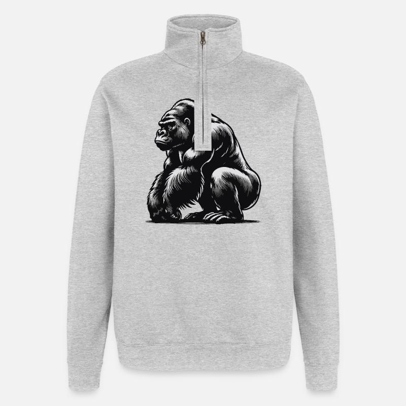 Gorilla - Quarter-Zip-Sweatshirt - Grau meliert