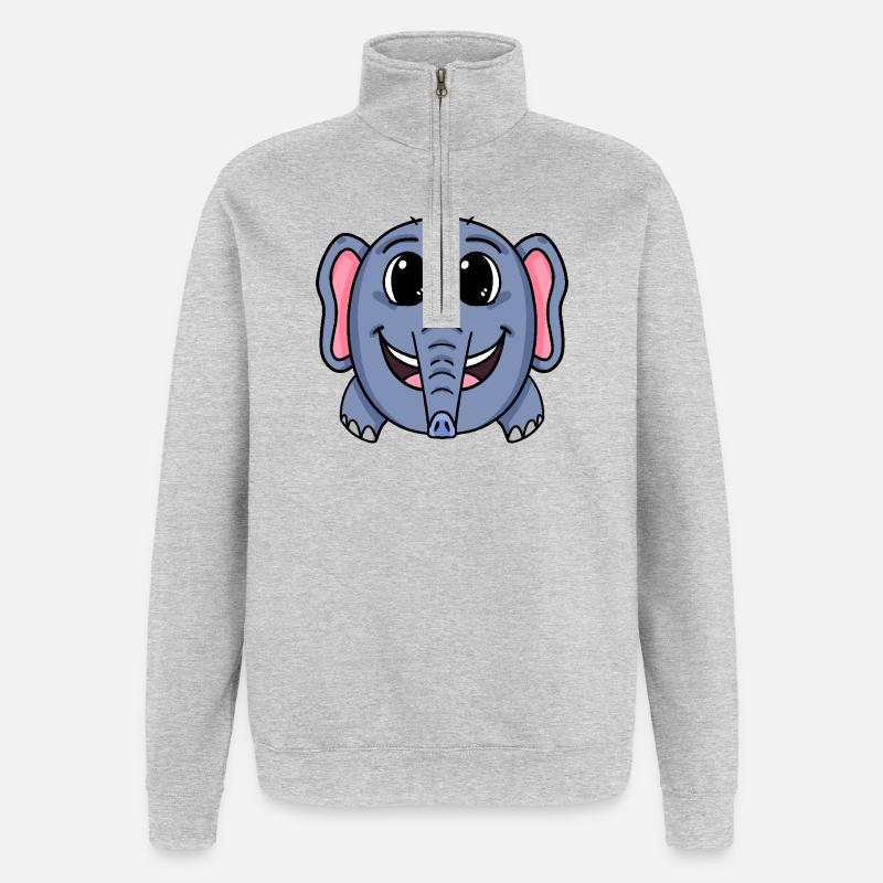 Elefant niedlich - Quarter-Zip-Sweatshirt - Grau meliert