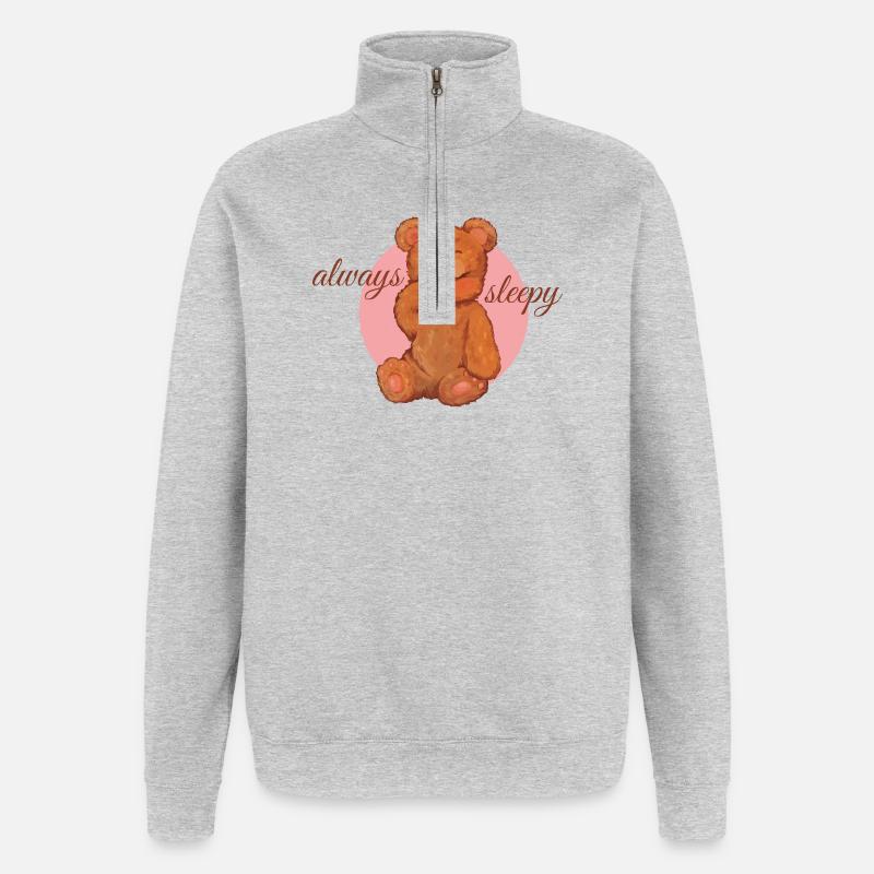 Always Sleepy Bärchen - Quarter-Zip-Sweatshirt - Grau meliert