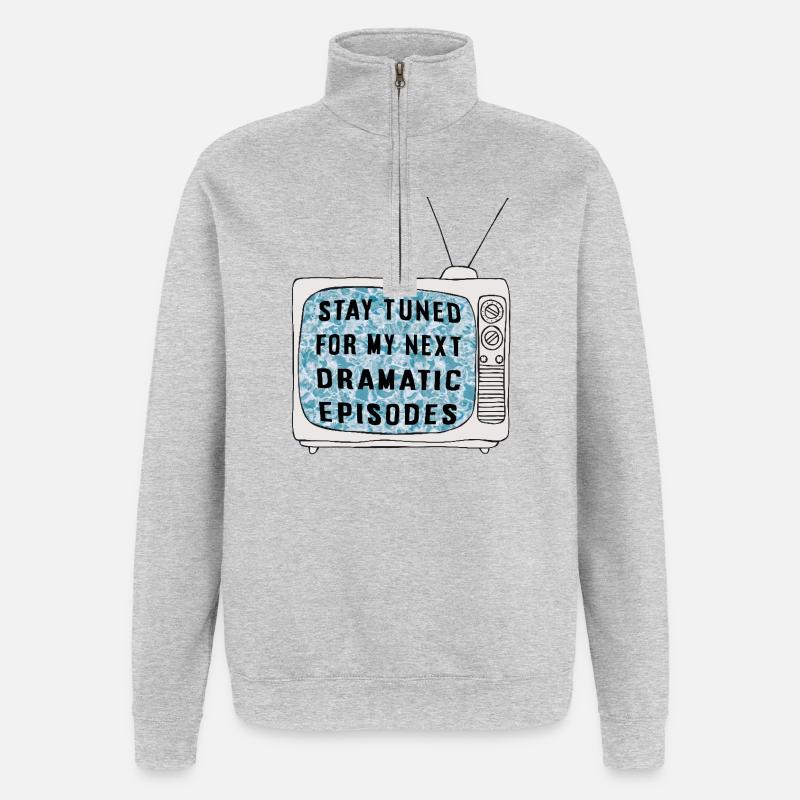 Restez à l’écoute - Sweat à zip 1/4 - gris chiné