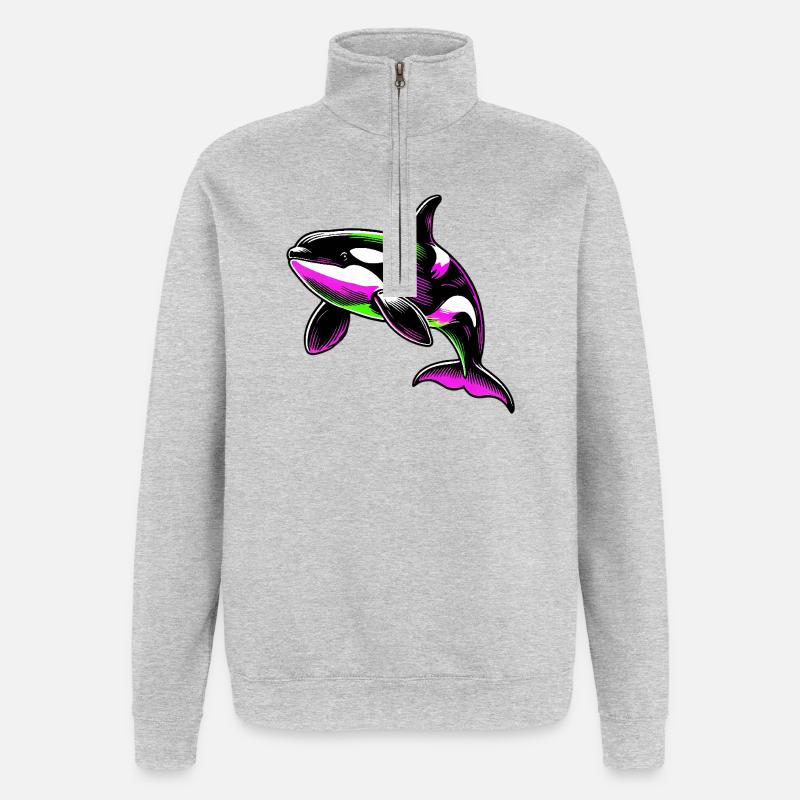 Schwertwal - Quarter-Zip-Sweatshirt - Grau meliert