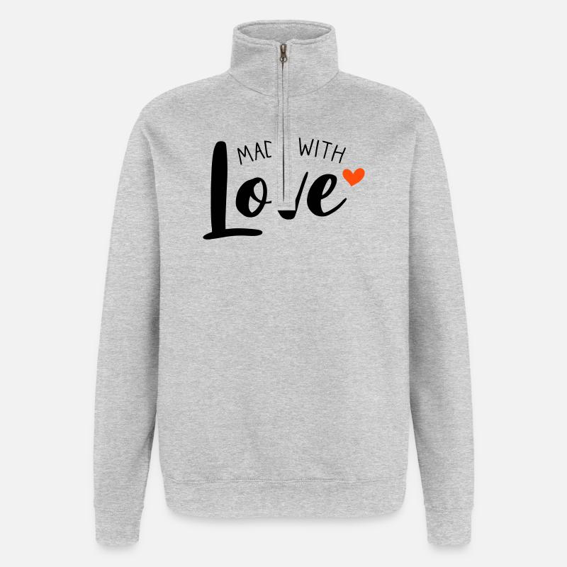 Made With Love zweifarbig - Quarter-Zip-Sweatshirt - Grau meliert