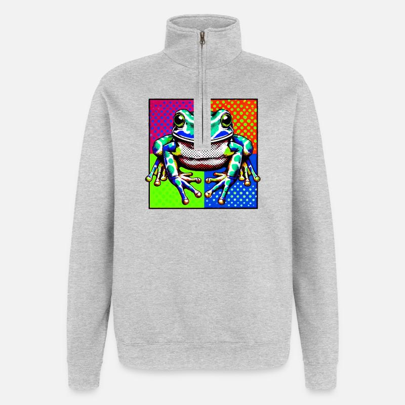 Frosch - Quarter-Zip-Sweatshirt - Grau meliert