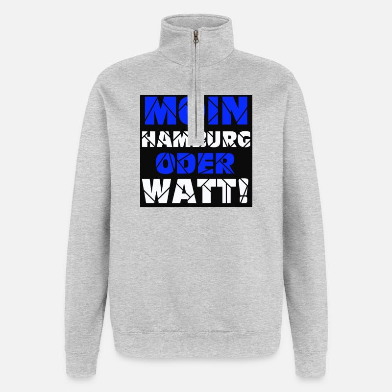 Hamburg , Moin oder watt (25) - Quarter-Zip-Sweatshirt - Grau meliert
