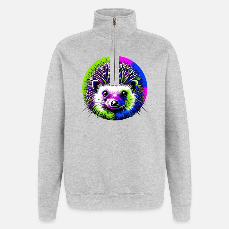 Igel - Quarter-Zip-Sweatshirt - Grau meliert