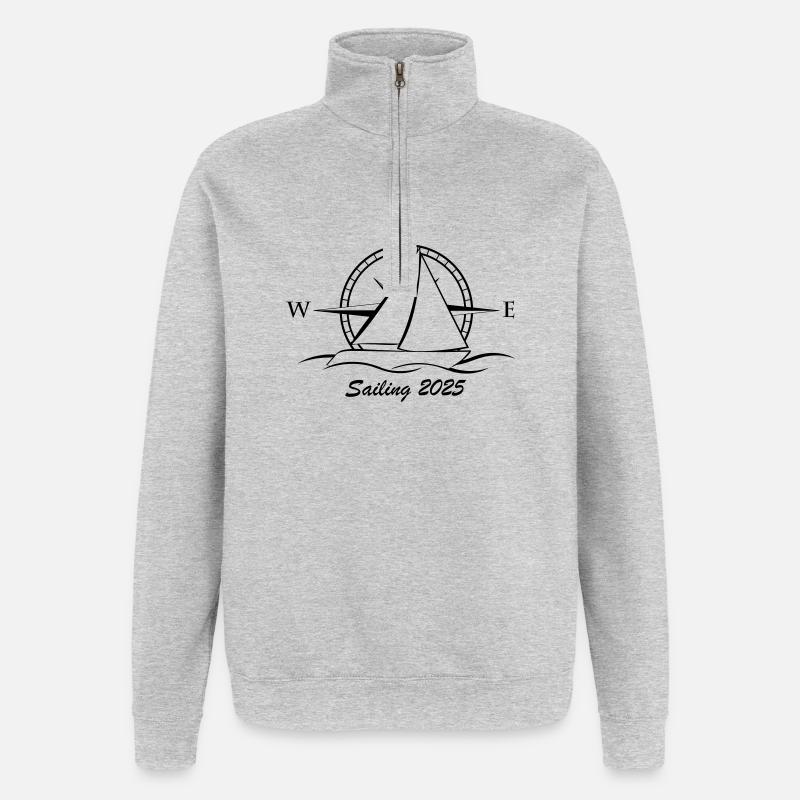 sailing 2025 schw - Quarter-Zip-Sweatshirt - Grau meliert
