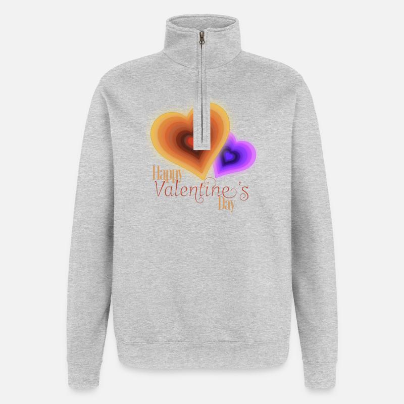 Saint Valentin - Coeurs Groovy Flash - Sweat à zip 1/4 - gris chiné