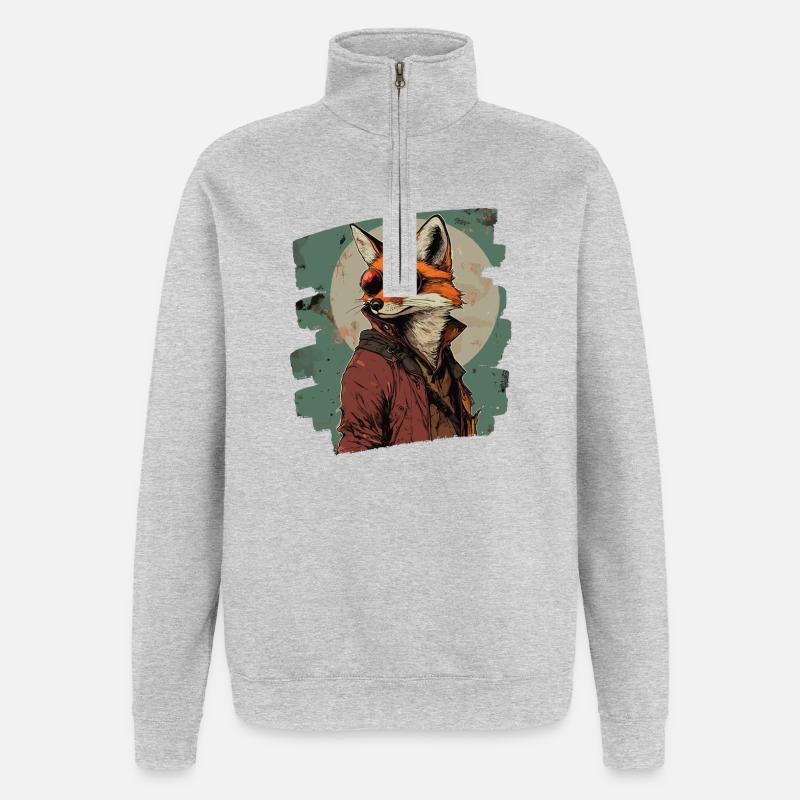 Fuchs - Quarter-Zip-Sweatshirt - Grau meliert